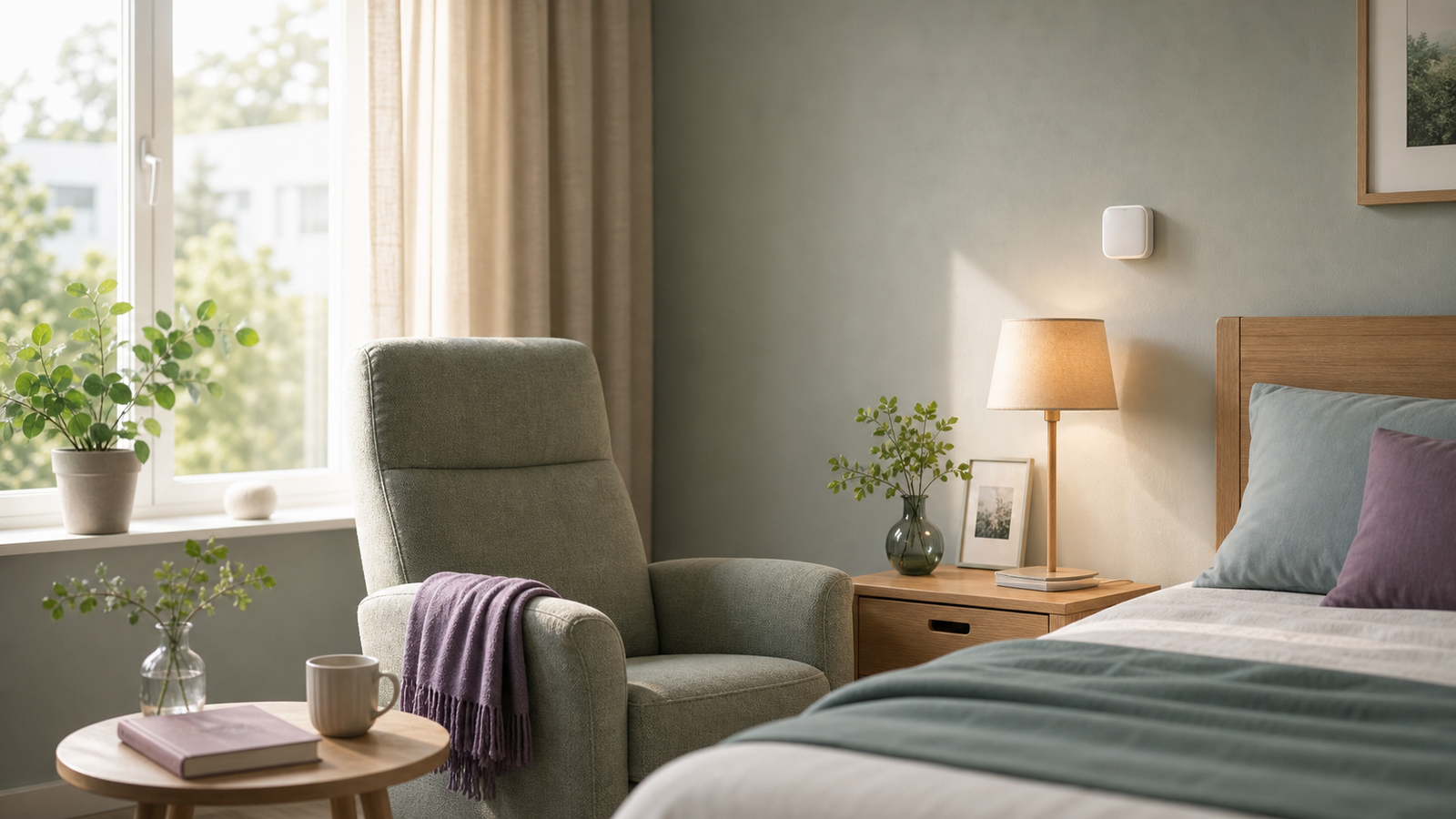 Discreet sensor-supported senior living room